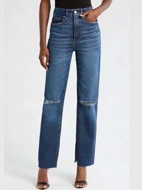 High-Rise Straight Leg Women's Jeans in Medium Blue
